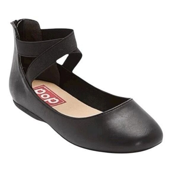 Women Black Elastic Ankle Straps Ballerina Walking Flats Size 8.5M Dress Shoes - Picture 1 of 12